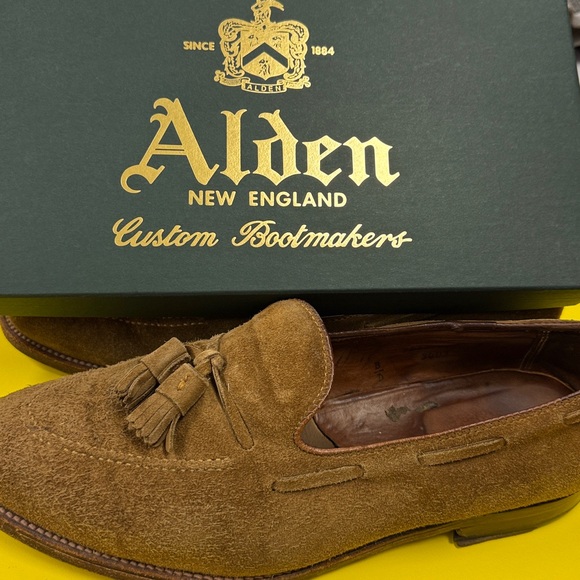 Alden Men's Tan Suede Tassel Loafers - Picture 3 of 5